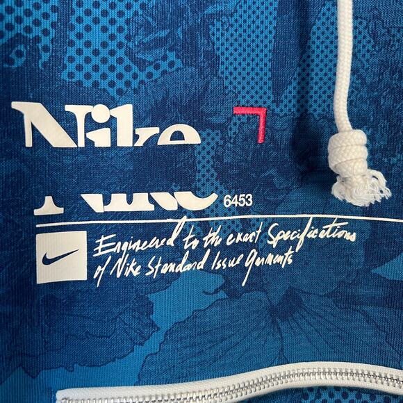 Nike Dri Fit Basketball Hoodie Pullover Halftone Grid Floral Blue Men's Small S - Picture 7 of 15